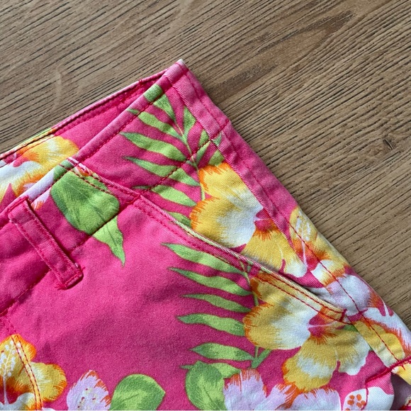 Hollister Floral Low Rise Shorts W23 Size 00 Pink Orange Hawaiian Summer Holiday - Picture 5 of 12